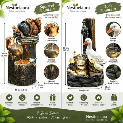 Nestbelaura Garden Statue – Resin Duck & Squirrel Animal Decor