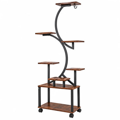 Nestbelaura Plant Stand with Grow Lights – 8-Tier MDF & Metal Rack