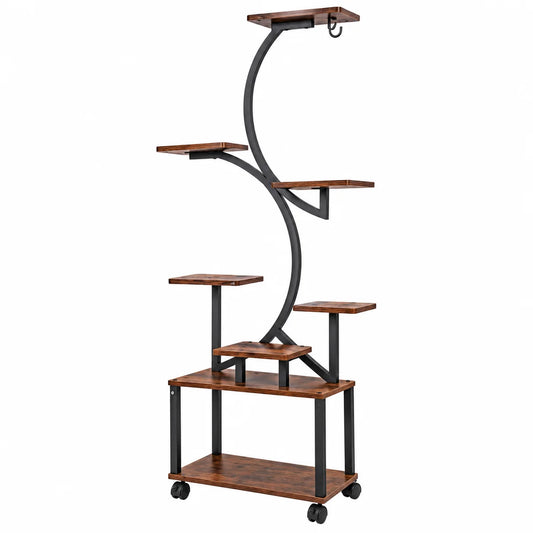 Nestbelaura Plant Stand with Grow Lights – 8-Tier MDF & Metal Rack