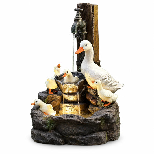 Nestbelaura Garden Statue – Resin Duck & Squirrel Animal Decor